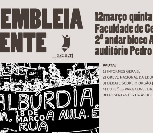18M: Greve Nacional da Educação estará em pauta na Assembleia Docente