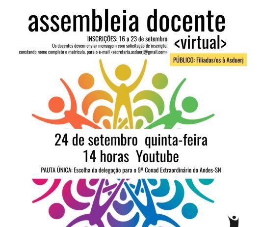 Inscrições para Assembleia começam nesta quarta-feira, 16/9