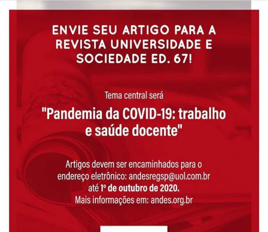 Andes-SN divulga chamada de artigos para Revista Universidade e Sociedade nº 67