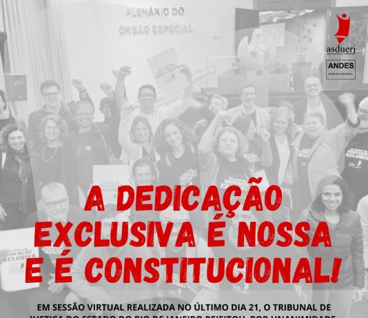 Nova vitória em defesa da Dedicação Exclusiva da Uerj!