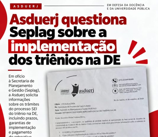 Cobrando direitos: os triênios na DE foi uma das condicionantes para a saída da greve